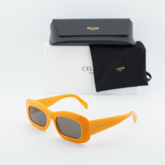 Celine CL40294I 42A Rectangle Sunglasses - Glossy Orange  display picture 3